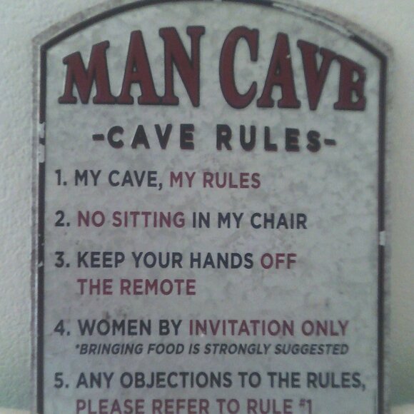 BEWARE MAN CAVE Cave Rules Sign Funny Humorous Sign - Picture 1 of 4